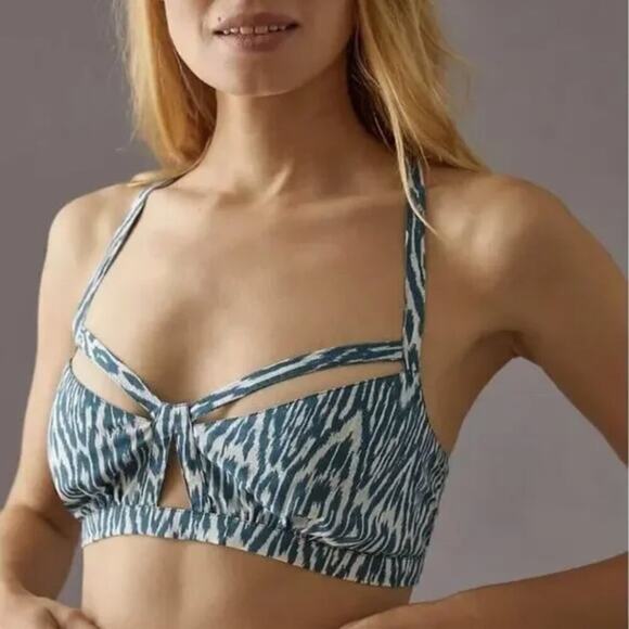 Anthropologie Pilcro Blue & White Printed Bra Top - Picture 2 of 6